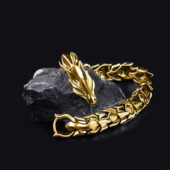 Dragon Head 18K Gold Silver Bracelet For Men