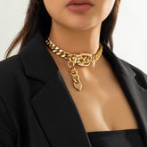 18k Gold Plated Anti Tarnish Curb Neck Belt Choker Necklace For Women