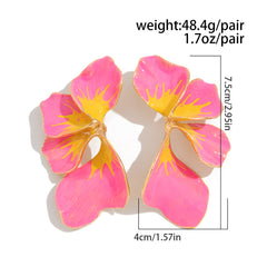Floral Flower Leaf 18K Gold White Pink Yellow Dangler Earring For Women