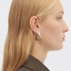 Triangle 18K Gold Silver Anti Tarnish Hoop Earring For Women