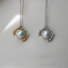 Ocean Pearl Shape Crabs 18k Gold Silver Stainless Steel Anti Tarnish Necklace Pendant Chain For Women