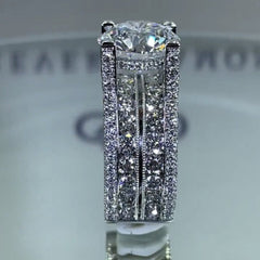 Round Dimond Solitaire Cubic Zirconia Silver Anti Tarnish Ring For Women