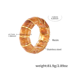 Glossy Resin Multicolor 18K Gold Stainless Steel Bracelet Adjustable stackable For Women