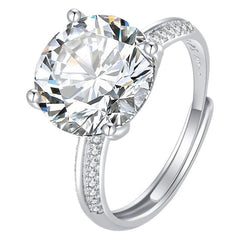 Solitaire Silver Cubic Zirconia Anti Tarnish Free Size Ring Women