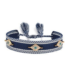 Evil Eye 18K Gold Blue Thread Cotton Adjustable Bracelet For Women Group1