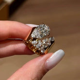 Designer Floral Gold Plated CZ Copper Anti Tarnish Fancy Ring For Women