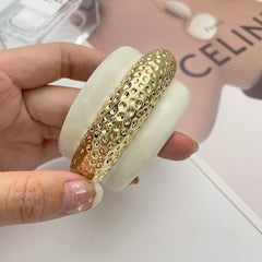 Beaten Finish Black White Enamel 18k Gold Anti Tarnish Cuff Kada Bracelet For Women