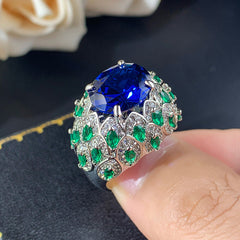 Oval Multi Gemstones CZ Crystal Silver Anti Tarnish Ring