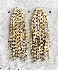 18K Gold Silver Rhinestone Cubic Zirconia Dangler Chandelier Tassel Earring For Women Group5