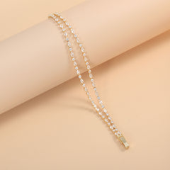Layered Marquise Tennis Style Gold Silver Plated CZ Copper Bracelet