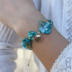 Shell Multi Gemstone Beads 18k Gold Anti Tarnish Bracelet For Women