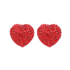 Heart Red Black Gold Silver Rhinestone Crystal Stud Earring For Women