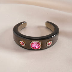Multi Color Statement Chunky Gold Rhinestone Resin Bangle For Women