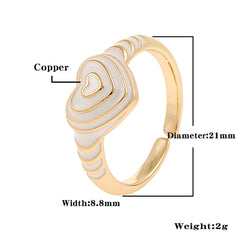 Heart Rainbow Enamel 18K Gold Plated Anti Tarnish Ring For Women