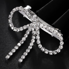 Bow 18K Gold Silver Cubic Zirconia Anti Tarnish Hair Clip Hair Accessories For Women
