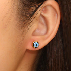 Evil Eye 18K Gold Stainless Steel Anti Tarnish Stud Earring Women