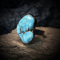 Rows Tone Black Gemstone Crystal Adjustable Ring For Women