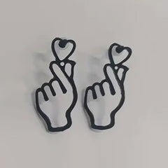 Hand Heart Black Silver 18K Gold Plated Anti Tarnish Dangler Earring For Women