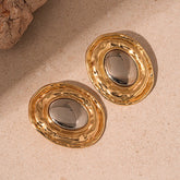Oval Gold Silver Plated Dual Tone Alloy Statement Studs