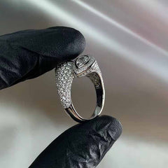 Studded Surface Drop Solitaire Silver Anti Tarnish Free Size Ring For Women