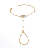Luxury Evil Eye Circle Charm Gold Plated CZ Copper Hand Chain Bracelet