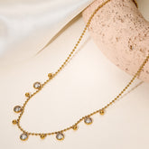 Gold Round Cubic Zirconia Copper Necklace For Women