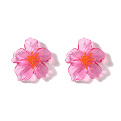 Acrylic Transparent Flower Orange Dangler Stud Earring For Women