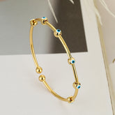 Evil Eye Gold Plated Beads Anti Tarnish Copper Cuff & Kada For Women
