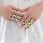 Designer Multi Evil Eye Gold Plated Alloy Adjustable Ring For Women