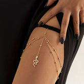 Multi-Chain Design Gold Plated Beads Thigh Chain For Women