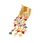 Multi Color Chain Tassel Statement Gold Copper Adjustable Ring For Women