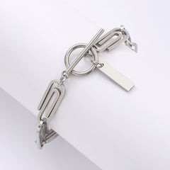 Minimal Paperclip Chain Silver Anti Tarnish Stainless Steel Bracelet