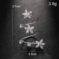 Flower 18K Gold Silver Solitaire Anti Tarnish Adjustable Ring For Women