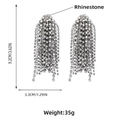 18K Gold Silver Rhinestone Cubic Zirconia Dangler Chandelier Tassel Earring For Women Group5