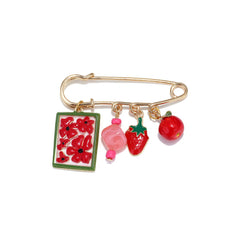 Designer Fruit Gold Plated Enamel Beads Alloy Brooch For Women