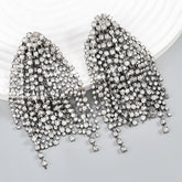 18K Gold Silver Rhinestone Cubic Zirconia Dangler Chandelier Tassel Earring For Women Group5