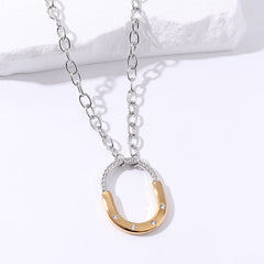 Lock Cubic zirconia Gold Rose Gold Silver Stainless Steel Link chain Necklace For Women