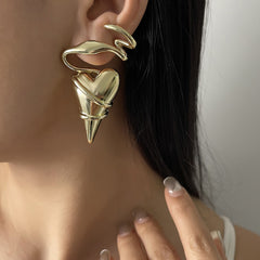 Heart Wrap Style Gold Silver Plated Plain Alloy Stud Earrings For Women