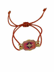 Evil Eye Bird Star Thread 18K Gold Cubic Zirconia Adjustable Bracelet for Women