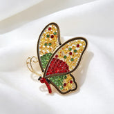 Multi Color Butterfly Gold Plated Rhinestone Brooch For Women