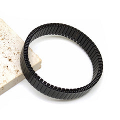 Black Stackable Stainless Steel Anti Tarnish Adjustable Watch Stripe Elastic Bracelet For Women