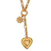 Wheel Heart 18k Gold Stainless Steel Anti Tarnish Necklace Pendant Chain For Women
