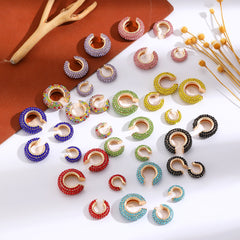 Cubic Zirconia Multi Gemstone 18K Gold Anti Tarnish Stud Ear Cuff Earring Pack Of 4 For Women