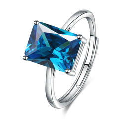 Rectangle Solitaire Silver Multi Color Cubic Zirconia Pendant Chain Earring Ring Set For Women