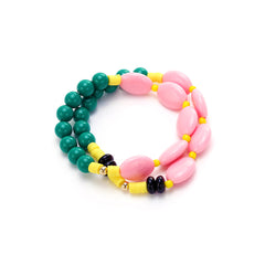 Colorful Layered Gemstone Gold Plated Beads Bracelet For Women
