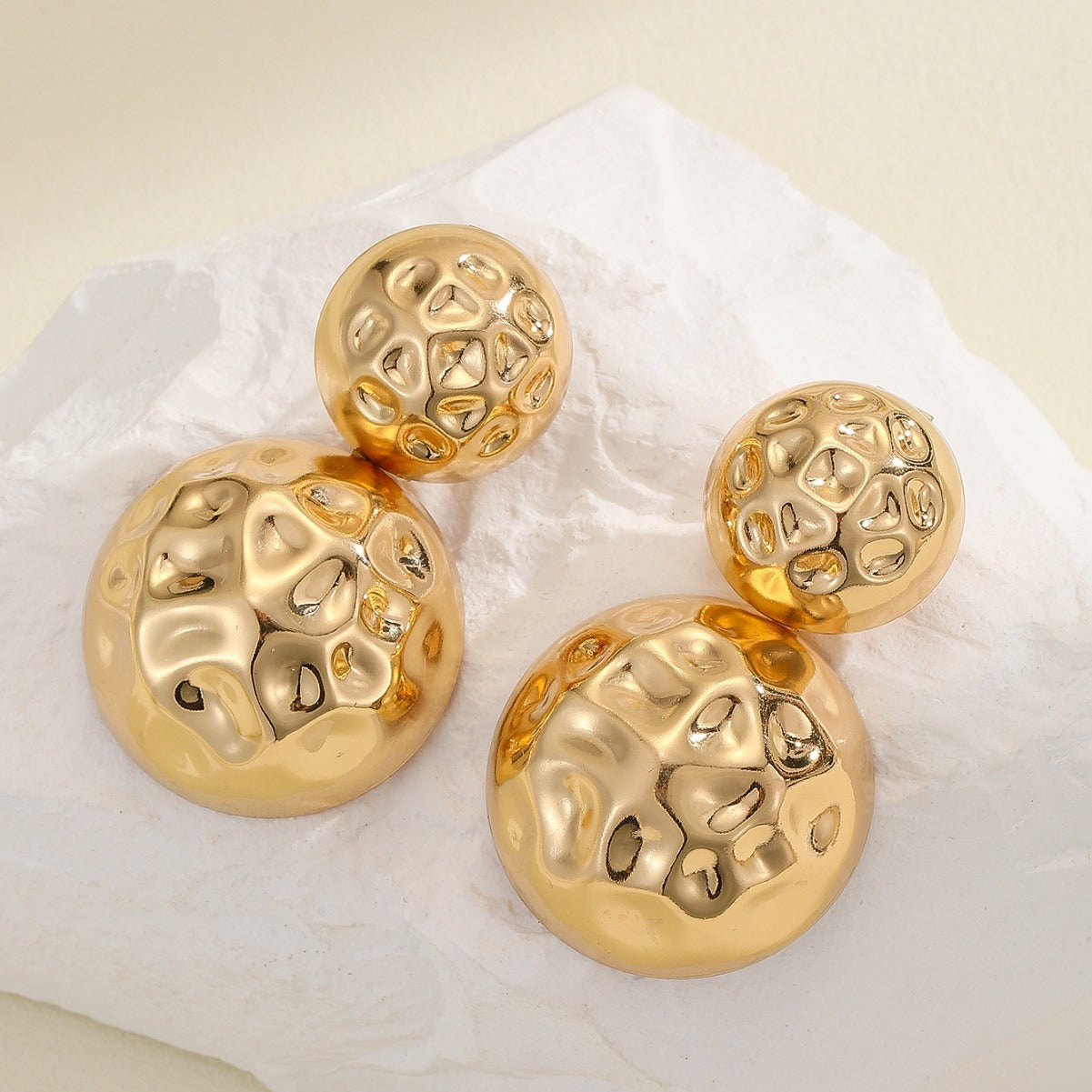 Hammered Beaten Finish 18K Gold Plated Dangler Earring For Earrings