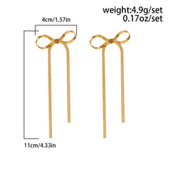 Bow Ribbon Knotted 18K Gold Plated Anti Tarnish Necklace Earring Bracelet Set For women