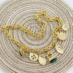 Multi Gemstone Green Red Green Anti Tarnish Charm Necklace For Women