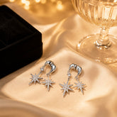 Gold Silver Starburst Anti Tarnish Copper Drop Earrings For Women