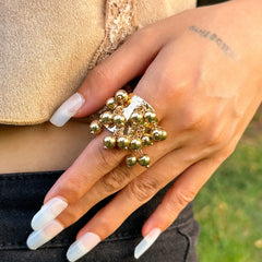 Multicolour 18K Gold Plated Free Size Charm Band Ring For Women